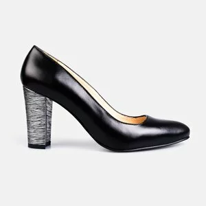 Pantofi  eleganti dama din piele naturala - 170 negru argintiu box