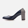 Pantofi eleganți damă din piele naturală - 174 Blue + Gri Box