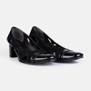 Pantofi  eleganti dama din piele naturala - 182 Negru lac velur