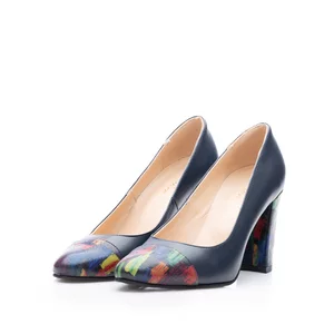 Pantofi eleganți damă din piele naturală - 185 Blue Multicolor Box