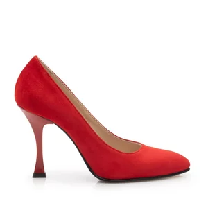 Pantofi eleganți damă din piele naturală - 21167 Roșu Velur