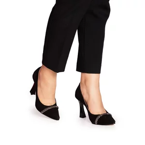 Pantofi eleganți damă din piele naturală - 2215 Negru Velur