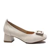 Pantofi eleganți damă din piele naturală - 4413 Crem Box