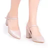 Pantofi eleganți decupați damă din piele naturală - 15462 Nude Box Sidefat