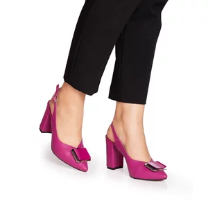 Pantofi eleganți decupați damă din piele naturală - 23029 Roșu Violet Box