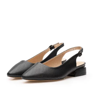 Pantofi eleganți decupați damă din piele naturală, Karisma - 4404 Negru Box Perforat