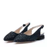 Pantofi eleganți decupați damă din piele naturală, Karisma - 4404 Negru Velur Perforat