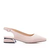 Pantofi eleganți decupați damă din piele naturală, Karisma - 4404 Nude Box Perforat
