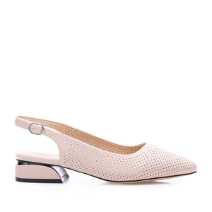 Pantofi eleganți decupați damă din piele naturală, Karisma - 4404 Nude Box Perforat