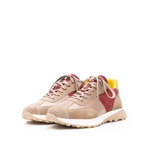 Pantofi sport bărbați din piele naturală, Leofex - 1035-2 Taupe Multicolor Box Velur