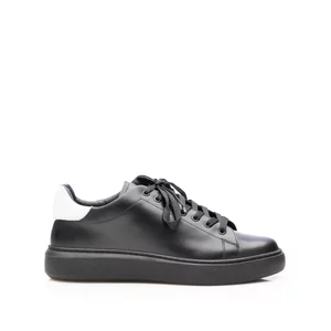 Pantofi sport bărbați din piele naturală, Leofex - 881 Negru+Alb Box