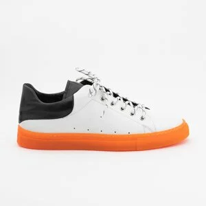 Pantofi sport barbati din piele naturala, Leofex - 882 Alb cu Negru Box
