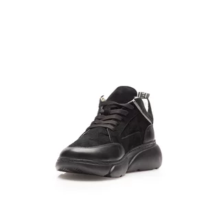Pantofi sport damă din piele naturală, Leofex- 238 Negru velur+box