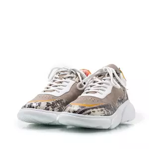 Pantofi sport damă din piele naturală, Leofex- 239  Taupe + bej box