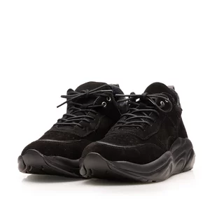 Pantofi sport damă din piele naturală, Leofex - Mostră 239 Negru velur