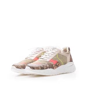 Pantofi sport damă din piele naturală, Leofex - Mostră 239 Roz+Taupe Box