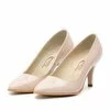 Pantofi stiletto damă din piele lacuită - 558 nude lac