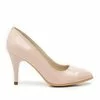 Pantofi stiletto damă din piele lacuită - 558 nude lac