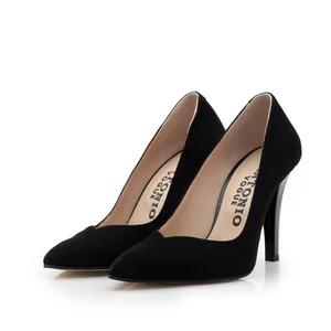 Pantofi stiletto damă din piele naturală - 32175 Negru velur