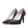 Pantofi stiletto damă din piele naturală - 3527 Negru Velur 3D