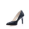 Pantofi stiletto damă din piele naturală - 3527 Negru Velur 3D