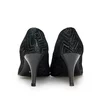 Pantofi stiletto dama din piele naturala - 558 Negru Dungi box