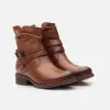 Ghete damă casual din piele naturală - 372 Cognac Box