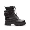 Ghete damă casual din piele naturală, Leofex - 330 Negru Box
