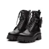 Ghete damă casual din piele naturală, Leofex - 330 Negru Box
