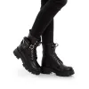 Ghete damă casual din piele naturală, Leofex - 330 Negru Box