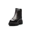 Ghete damă din piele naturală, Leofex -  442 Negru Box + Lac