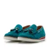 Mocasini damă casual din piele naturală, Leofex - 202 Turcoaz Velur