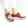 Pantofi casual dama din piele naturala,Leofex - 030 Visiniu Argintiu Box