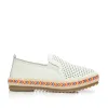 Pantofi casual dama perforati din piele naturala  - 1966 Alb Box Perforat