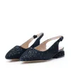 Pantofi eleganți decupați damă din piele naturală, Karisma - 4404 Negru Velur Perforat