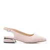 Pantofi eleganți decupați damă din piele naturală, Karisma - 4404 Nude Box Perforat