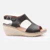 Sandale cu platforma dama din piele naturala, Leofex - 218  Negru Box