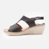 Sandale cu platforma dama din piele naturala, Leofex - 218  Negru Box