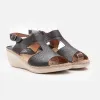 Sandale cu platforma dama din piele naturala, Leofex - 218  Negru Box