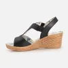 Sandale cu platforma dama din piele naturala  – 495-1 C Negru Box
