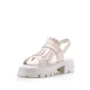 Sandale cu talpă groasă damă din piele naturală, Leofex - 357 Nude Box