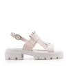 Sandale cu talpă groasă damă din piele naturală, Leofex - 357 Nude Box