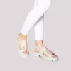 Sandale cu talpă groasă damă din piele naturală, Leofex - 357 Nude Box