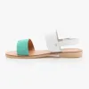 Sandale cu talpa joasa din piele naturala - 107 Turquoise + Alb Velur+ Box