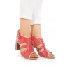 Sandale cu toc damă din piele naturală, Leofex - 111 Roze Box