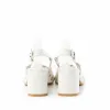 Sandale cu toc damă din piele naturală, Leofex - 253-1 Alb Box Perforat