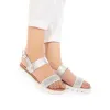 Sandale cu talpa joasa dama din piele naturala, Leofex - 043 Argintiu Pietre