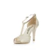 Sandale elegante damă cu toc din piele naturală - 49721 Bej Box Sidefat