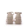 Sandale elegante damă cu toc din piele naturală, Pass Collection - 4009 Crem Box