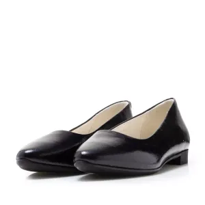 Balerini damă din piele naturală, Leofex - 388 Negru Naplac